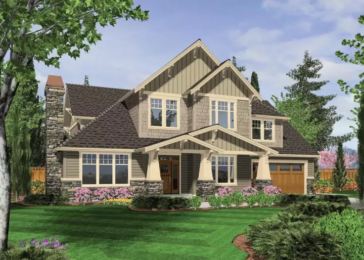 Craftsman house plans 74-394 - front exterior, 3,623 sq ft, 4 bed, 2 bath house plans | Monster House Plans