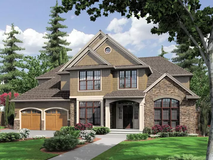 Traditional house plans 74-395 - front exterior, 4,026 sq ft, 5 bed, 3 bath house plans | Monster House Plans