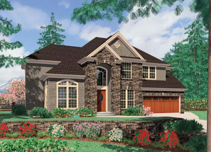 European house plans 74-400 - front exterior, 3,402 sq ft, 4 bed, 2 bath house plans | Monster House Plans