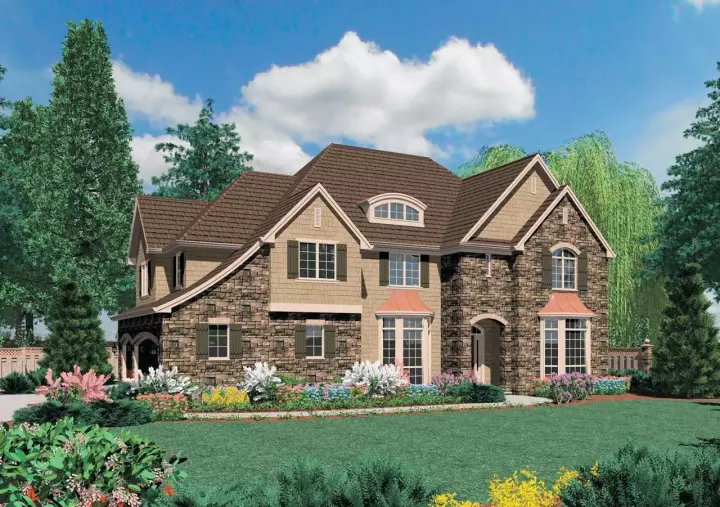 French Country house plans 74-401 - front exterior, 3,841 sq ft, 4 bed, 3 bath house plans | Monster House Plans