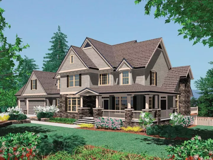 Craftsman house plans 74-403 - front exterior, 3,155 sq ft, 4 bed, 3 bath house plans | Monster House Plans