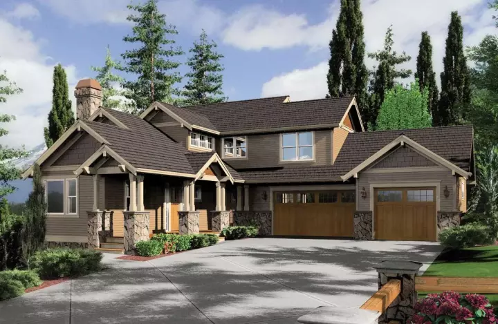 Craftsman house plans 74-406 - front exterior, 3,148 sq ft, 4 bed, 3 bath house plans | Monster House Plans