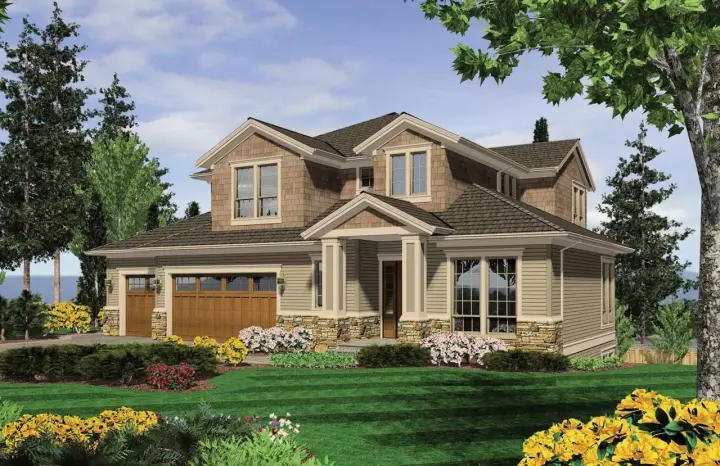 Craftsman house plans 74-408 - front exterior, 3,963 sq ft, 4 bed, 3 bath house plans | Monster House Plans
