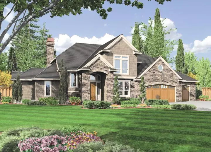 European house plans 74-410 - front exterior, 3,570 sq ft, 3 bed, 2 bath house plans | Monster House Plans