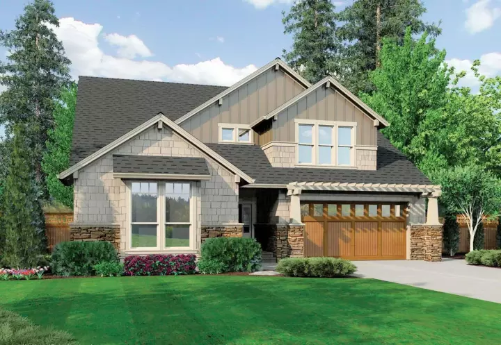 Craftsman house plans 74-416 - front exterior, 3,390 sq ft, 4 bed, 2 bath house plans | Monster House Plans