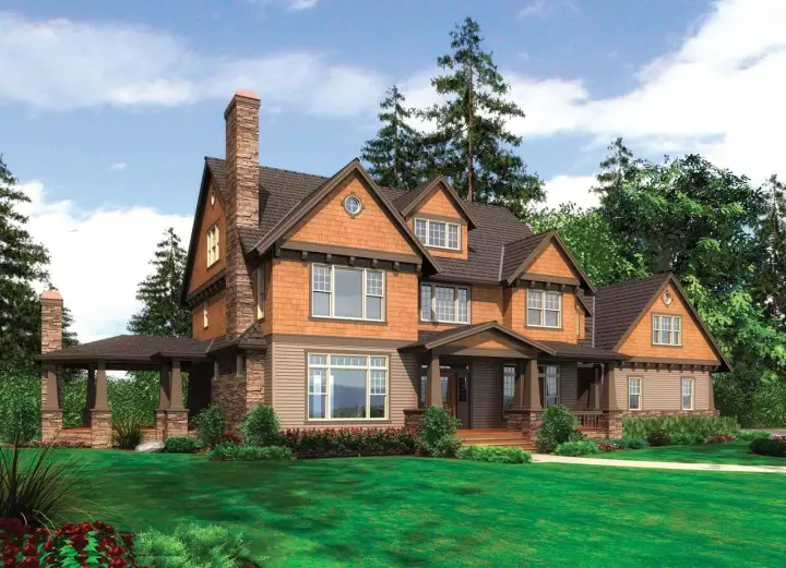 Country house plans 74-418 - front exterior, 3,936 sq ft, 4 bed, 4 bath house plans | Monster House Plans
