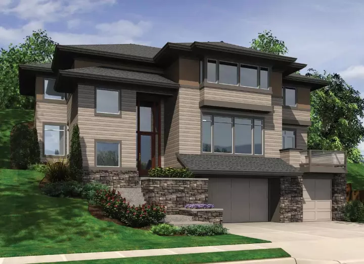 Contemporary house plans 74-421 - front exterior, 3,415 sq ft, 4 bed, 4 bath house plans | Monster House Plans