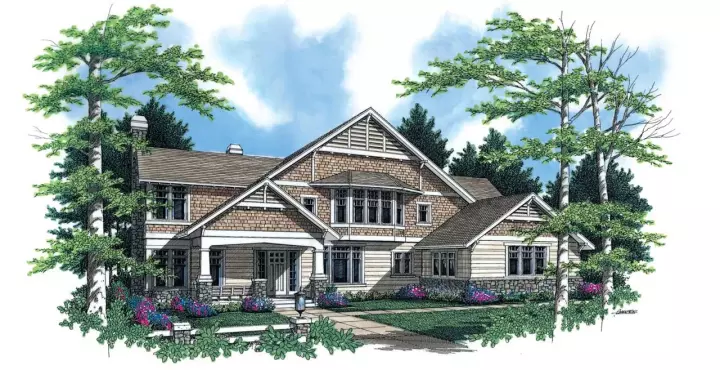 Craftsman house plans 74-430 - front exterior, 4,768 sq ft, 4 bed, 4 bath house plans | Monster House Plans
