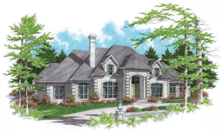 European house plans 74-431 - front exterior, 5,463 sq ft, 5 bed, 3 bath house plans | Monster House Plans