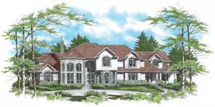 European house plans 74-435 - front exterior, 5,966 sq ft, 4 bed, 4 bath house plans | Monster House Plans