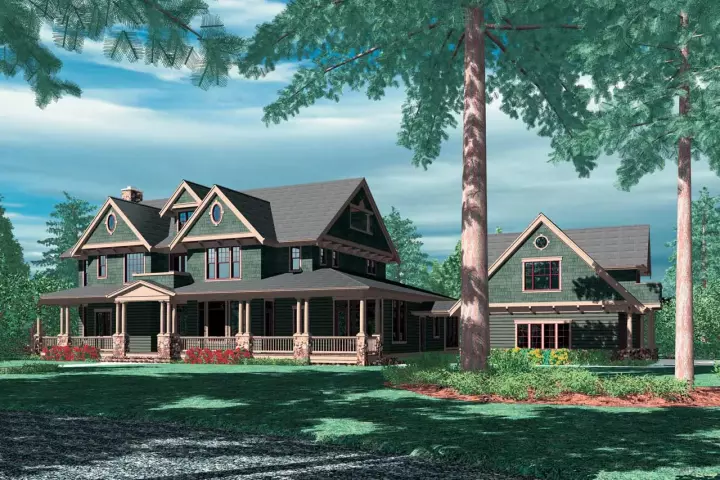 Country house plans 74-437 - front exterior, 5,180 sq ft, 4 bed, 4 bath house plans | Monster House Plans