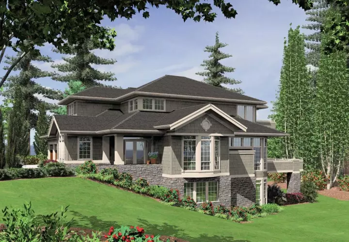 Craftsman house plans 74-441 - front exterior, 5,209 sq ft, 4 bed, 3 bath house plans | Monster House Plans