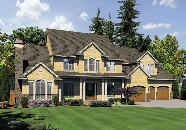 Country house plans 74-444 - front exterior, 4,574 sq ft, 5 bed, 4 bath house plans | Monster House Plans