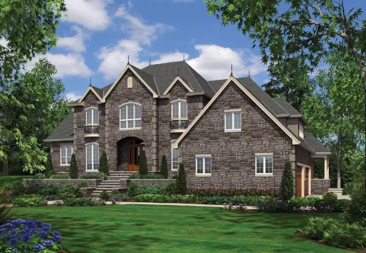 European house plans 74-449 - front exterior, 4,888 sq ft, 4 bed, 3 bath house plans | Monster House Plans