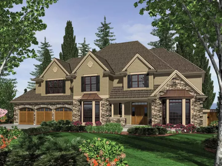 Traditional house plans 74-456 - front exterior, 5,279 sq ft, 5 bed, 4 bath house plans | Monster House Plans