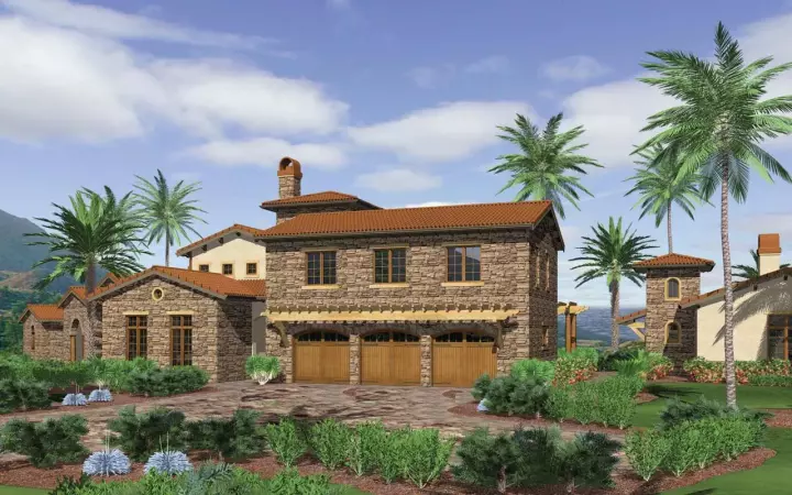 Mediterranean house plans 74-457 - front exterior, 6,484 sq ft, 5 bed, 4 bath house plans | Monster House Plans