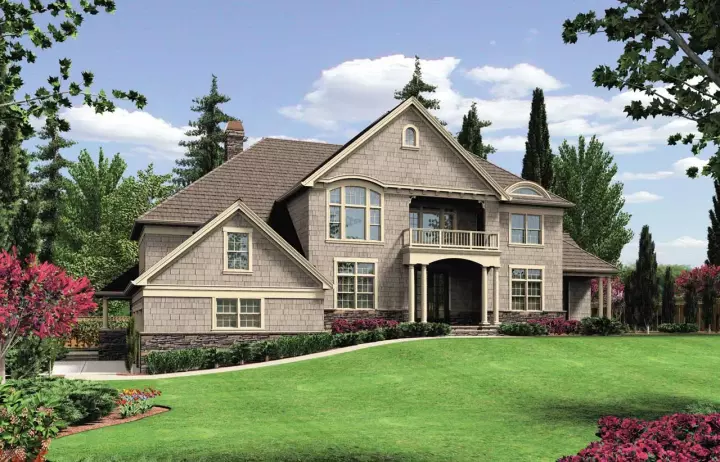 Shingle house plans 74-458 - front exterior, 4,676 sq ft, 4 bed, 3 bath house plans | Monster House Plans