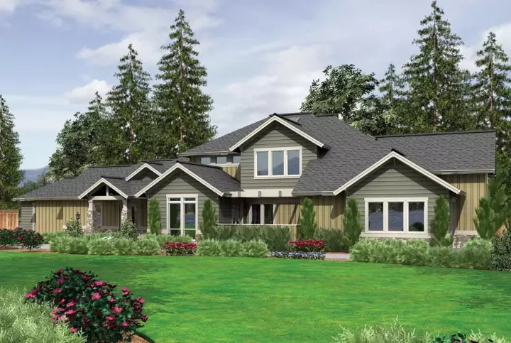 Craftsman house plans 74-460 - front exterior, 4,122 sq ft, 5 bed, 6 bath house plans | Monster House Plans