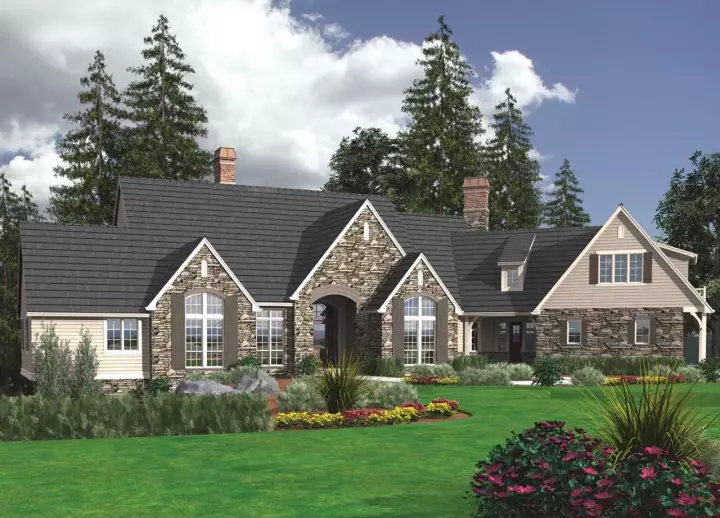 European house plans 74-461 - front exterior, 7,031 sq ft, 5 bed, 5 bath house plans | Monster House Plans