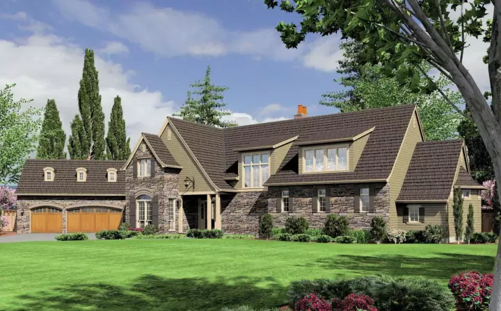 European house plans 74-464 - front exterior, 4,937 sq ft, 4 bed, 4 bath house plans | Monster House Plans