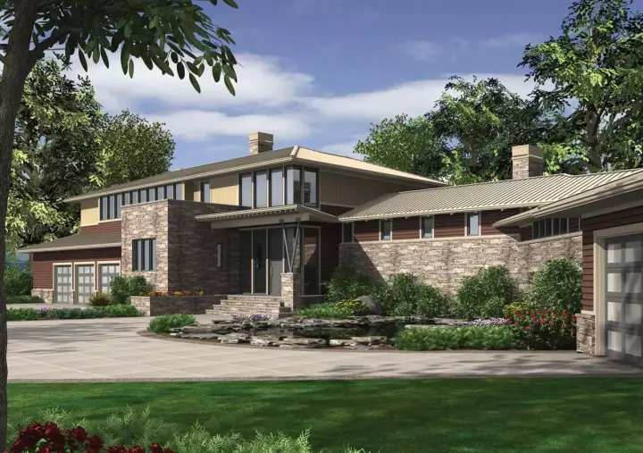 Contemporary house plans 74-468 - front exterior, 6,658 sq ft, 4 bed, 3 bath house plans | Monster House Plans