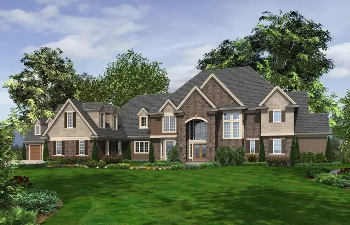 European house plans 74-469 - front exterior, 7,838 sq ft, 5 bed, 6 bath house plans | Monster House Plans
