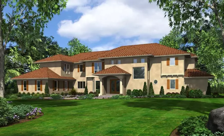 European house plans 74-470 - front exterior, 9,030 sq ft, 5 bed, 6 bath house plans | Monster House Plans