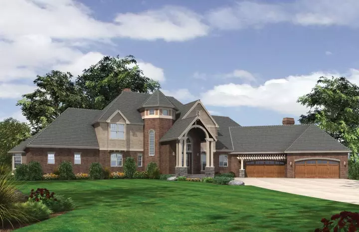 European house plans 74-471 - front exterior, 7,007 sq ft, 5 bed, 4 bath house plans | Monster House Plans