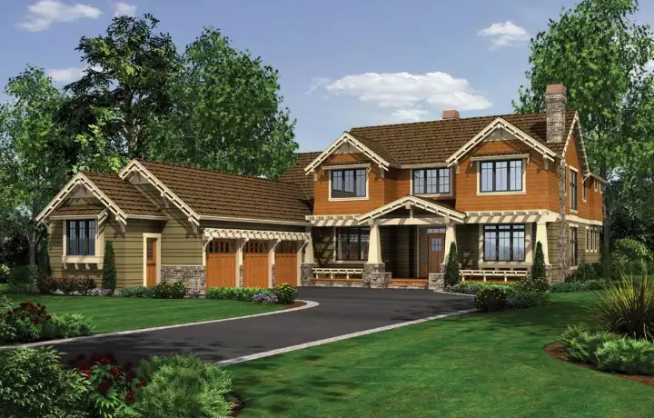 Craftsman house plans 74-474 - front exterior, 4,372 sq ft, 4 bed, 4 bath house plans | Monster House Plans