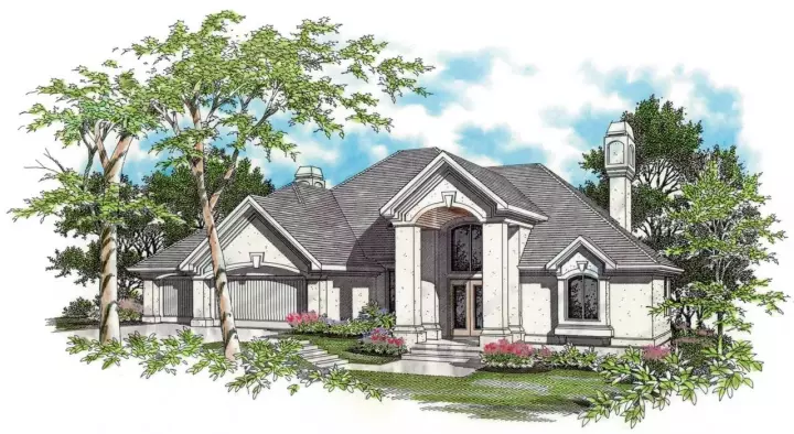 Contemporary house plans 74-483 - front exterior, 3,262 sq ft, 3 bed, 2 bath house plans | Monster House Plans