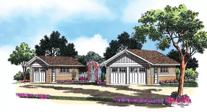 Craftsman house plans 74-513 - front exterior, 462 sq ft, 0 bed, 0 bath house plans | Monster House Plans