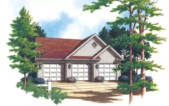Traditional house plans 74-515 - front exterior, 1,068 sq ft, 0 bed, 0 bath house plans | Monster House Plans