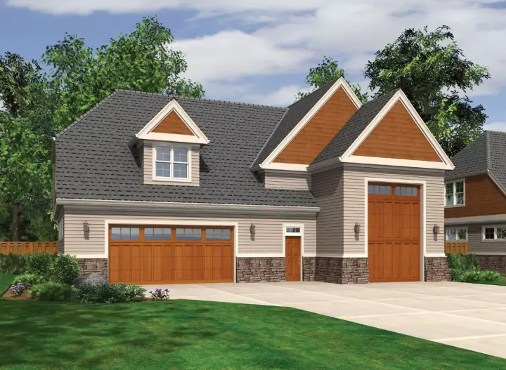 Traditional house plans 74-523 - front exterior, 734 sq ft, 0 bed, 1 bath house plans | Monster House Plans