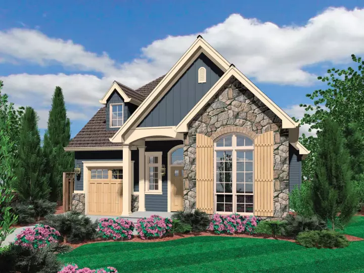 Cottage house plans 74-536 - front exterior, 1,604 sq ft, 2 bed, 2 bath house plans | Monster House Plans