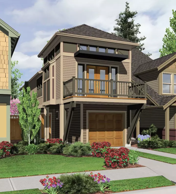 Coastal house plans 74-538 - front exterior, 1,203 sq ft, 2 bed, 2 bath house plans | Monster House Plans