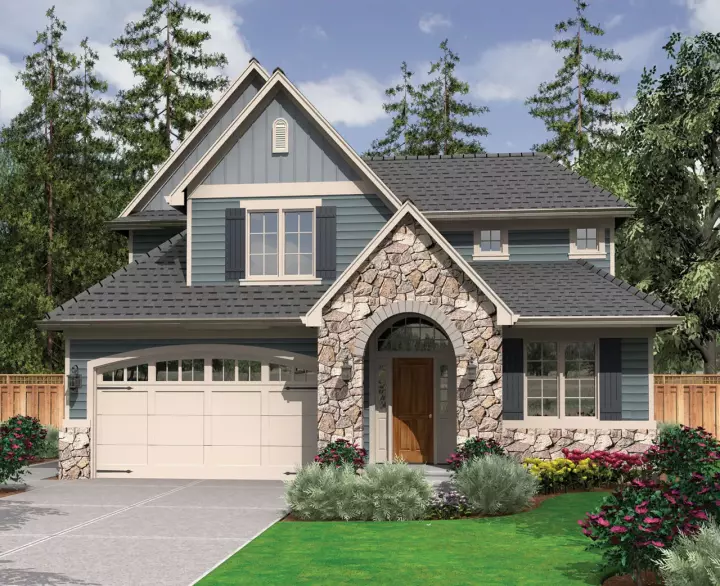 Cottage house plans 74-542 - front exterior, 1,988 sq ft, 3 bed, 2 bath house plans | Monster House Plans