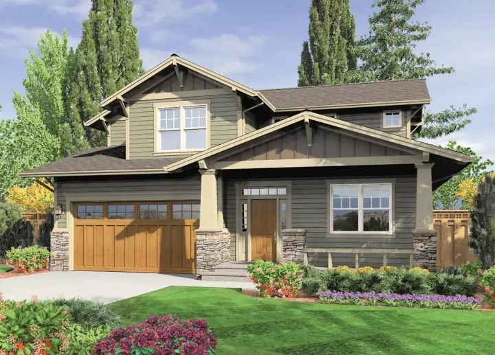 Craftsman house plans 74-543 - front exterior, 2,002 sq ft, 3 bed, 2 bath house plans | Monster House Plans