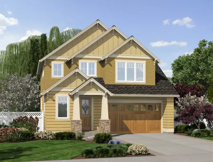 Craftsman house plans 74-558 - front exterior, 1,665 sq ft, 3 bed, 2 bath house plans | Monster House Plans
