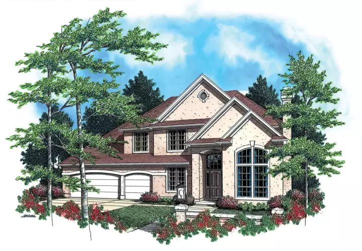 European house plans 74-572 - front exterior, 2,707 sq ft, 3 bed, 2 bath house plans | Monster House Plans