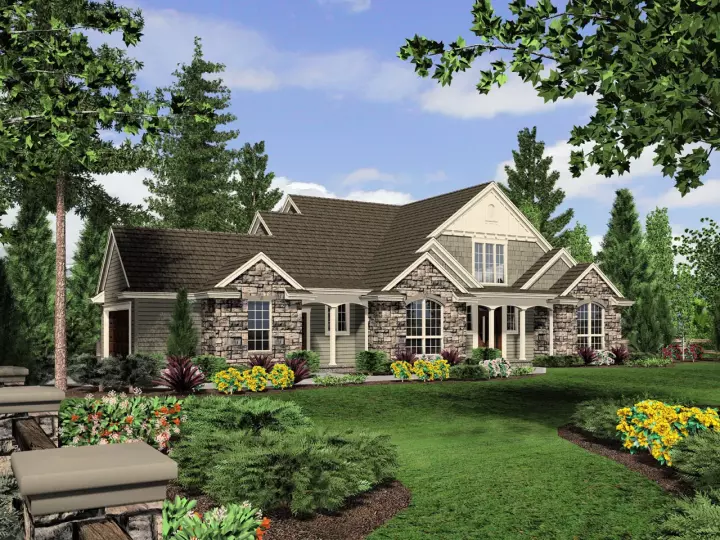 Craftsman house plans 74-579 - front exterior, 2,517 sq ft, 3 bed, 2 bath house plans | Monster House Plans