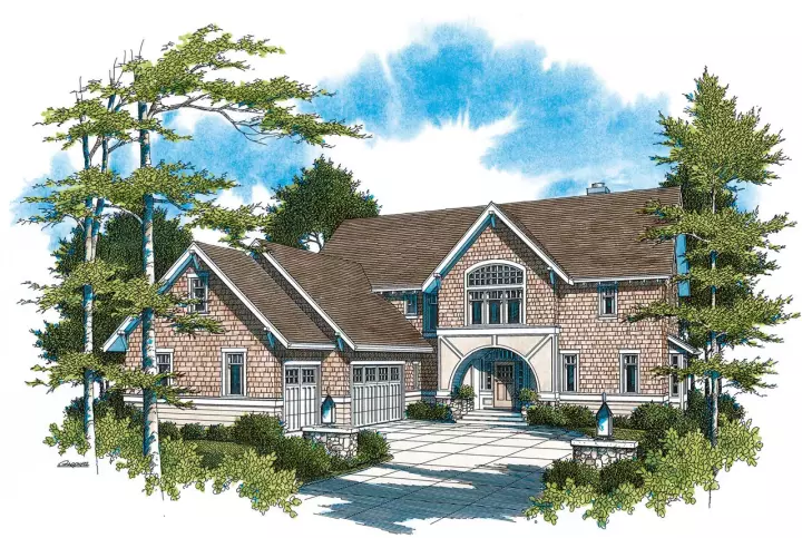 Craftsman house plans 74-582 - front exterior, 2,787 sq ft, 4 bed, 4 bath house plans | Monster House Plans