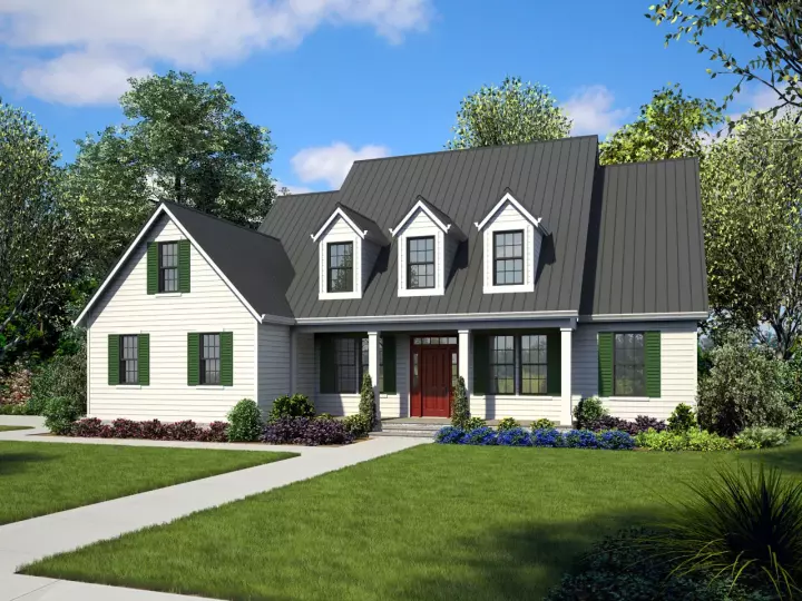 Cape Cod house plans 74-584 - front exterior, 2,561 sq ft, 4 bed, 2 bath house plans | Monster House Plans