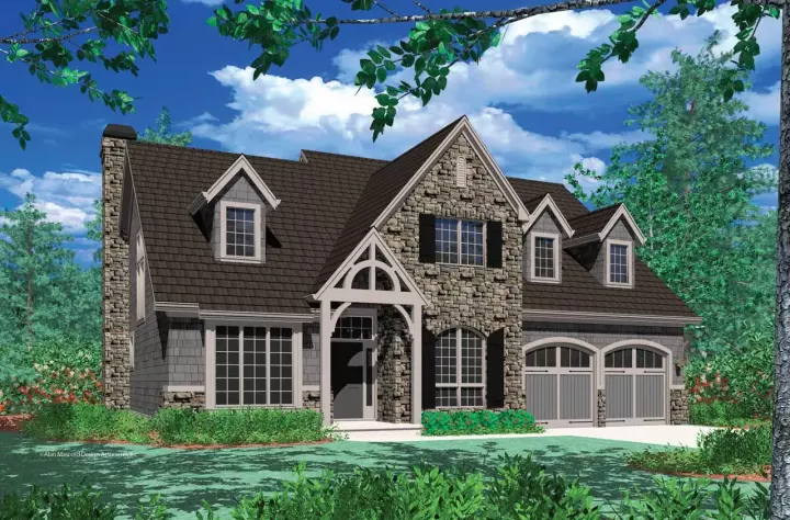 English Country house plans 74-585 - front exterior, 2,196 sq ft, 4 bed, 2 bath house plans | Monster House Plans