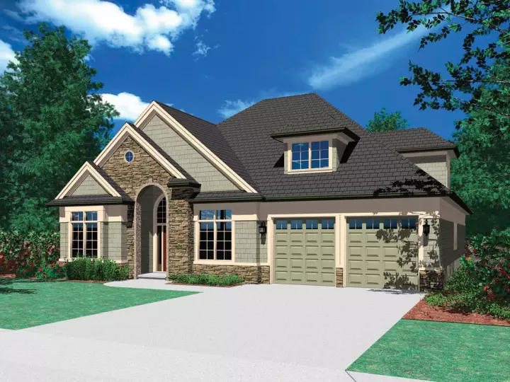 Traditional house plans 74-587 - front exterior, 2,280 sq ft, 5 bed, 2 bath house plans | Monster House Plans