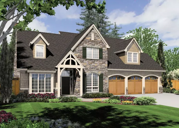 Craftsman house plans 74-588 - front exterior, 4,069 sq ft, 5 bed, 3 bath house plans | Monster House Plans