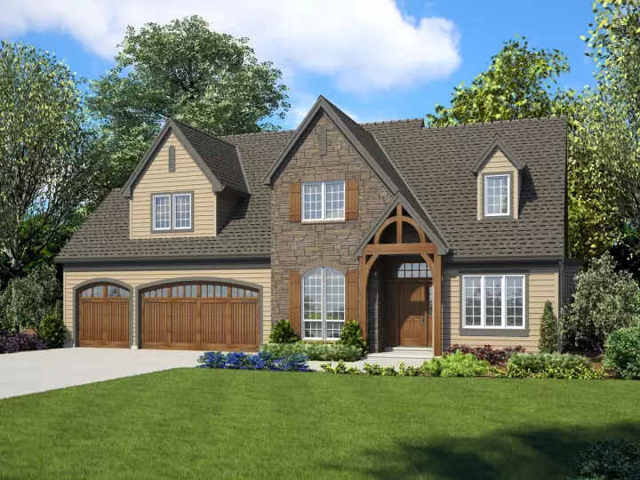Craftsman house plans 74-589 - front exterior, 2,884 sq ft, 4 bed, 3 bath house plans | Monster House Plans