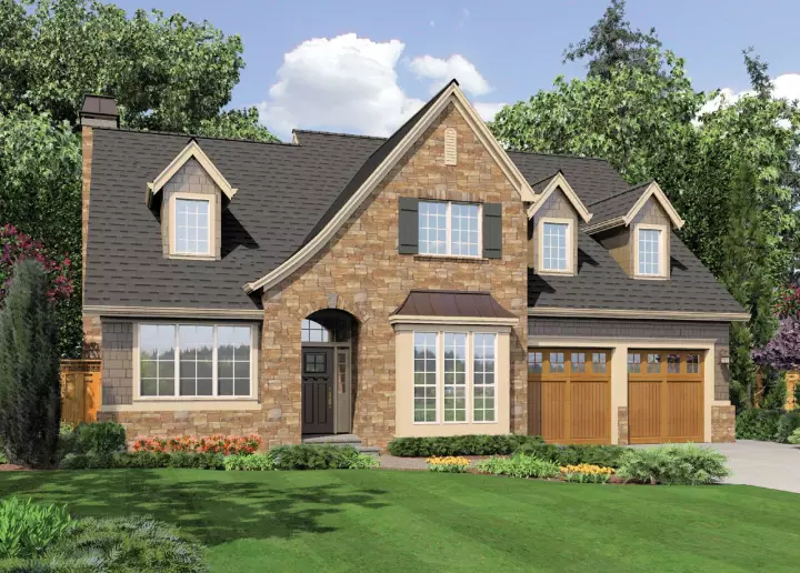 French Country house plans 74-591 - front exterior, 2,401 sq ft, 4 bed, 2 bath house plans | Monster House Plans