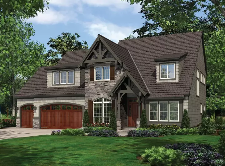 Craftsman house plans 74-592 - front exterior, 2,729 sq ft, 5 bed, 2 bath house plans | Monster House Plans
