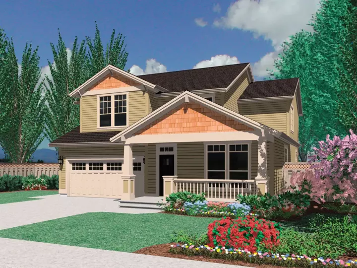 Craftsman house plans 74-598 - front exterior, 2,237 sq ft, 4 bed, 3 bath house plans | Monster House Plans
