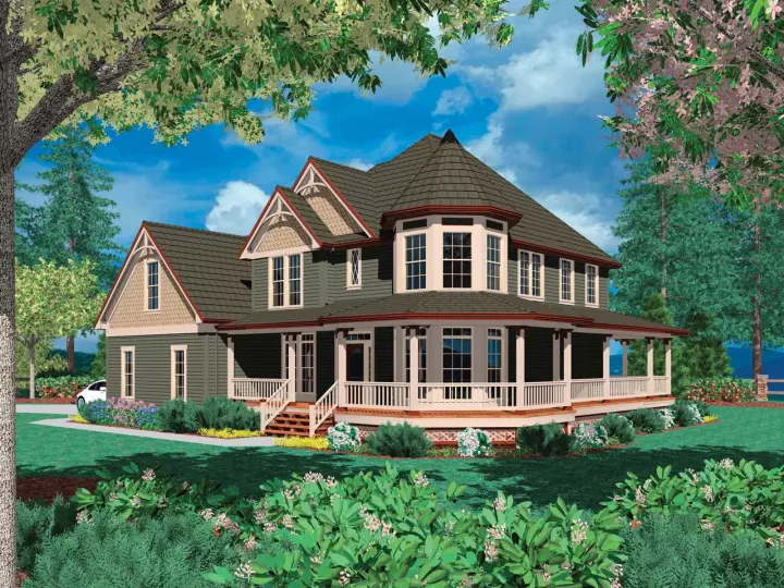 Country house plans 74-600 - front exterior, 2,518 sq ft, 4 bed, 3 bath house plans | Monster House Plans